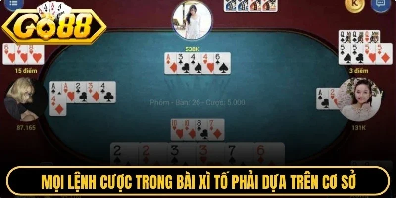 Mọi lệnh cược trong bài xì tố phải dựa trên cơ sở, không cược cảm tính