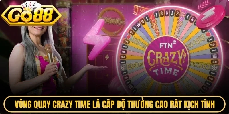 Vòng quay Crazy Time là cấp độ thưởng cao nhất rất kịch tính