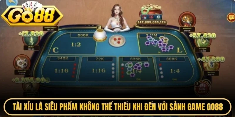 Tài xỉu là siêu phẩm không thể thiếu khi đến với sảnh game Go88